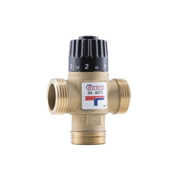 Barberi V07M250BB Termosztatikus 3 járatú keverőszelep réz 1 KM ('L'; kvs:2,5; 35-60C)